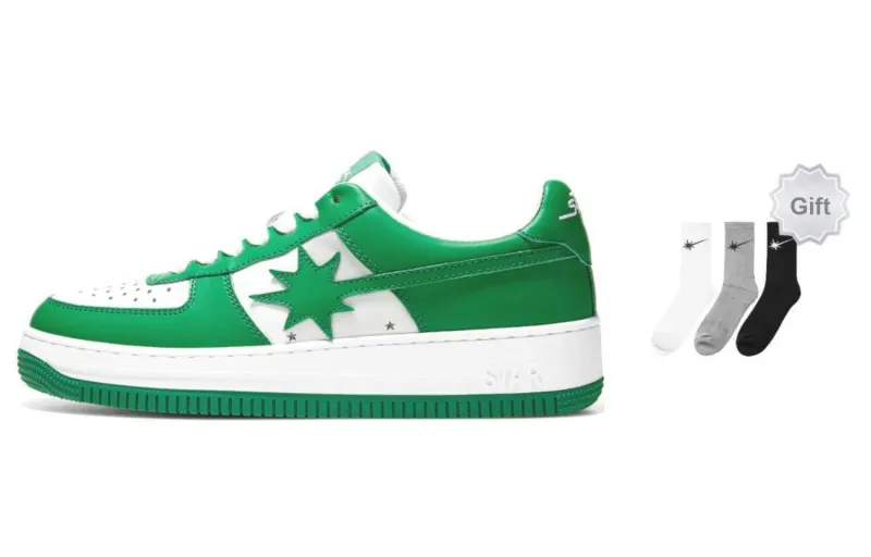 Starwalk Soldier Warm Slip-Resistant Cushioning Low-Top Skateboard Shoes Unisex White Green-5