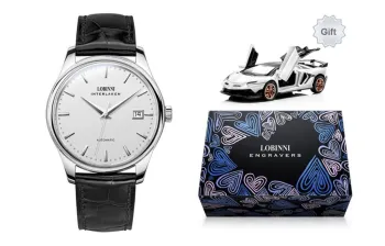 LOBINNI L Extra Thin Men's Watch Automatic Mechanical Movement Cowhide Strap Watch Men's Watches White Dial