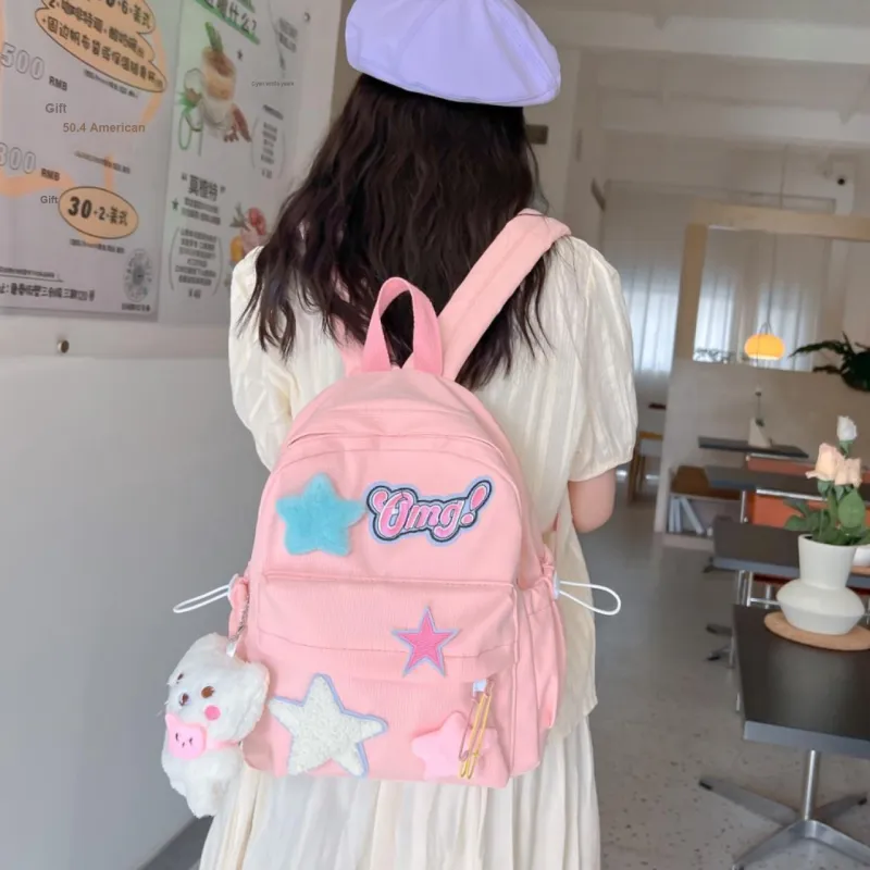 Yalu Nylon Backpack Regular Unisex Yellow/Green/Pink-15