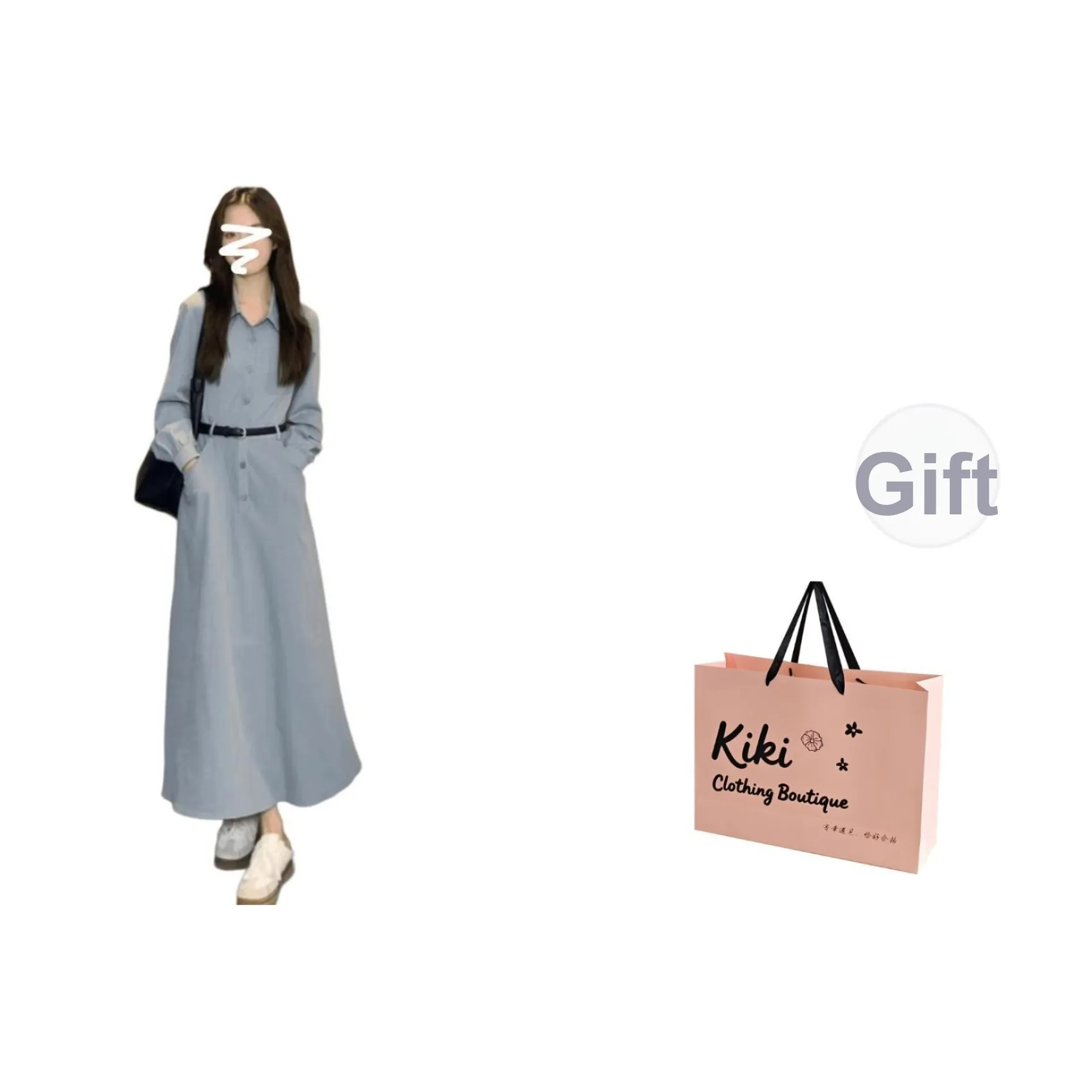 Kiki Clothing Boutique Длинное платье с длинными рукавами женское