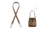 Brown 1.1cm Wide Plain Silver-Tone Lock 65cm [Suitable for Cow Leather Bucket Bags]