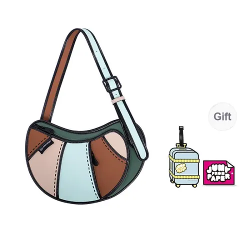 JumpFromPaper Synthetic Leather Nylon Kesa Shoulder Bag Regular Women's Denim Pink/Matcha Green