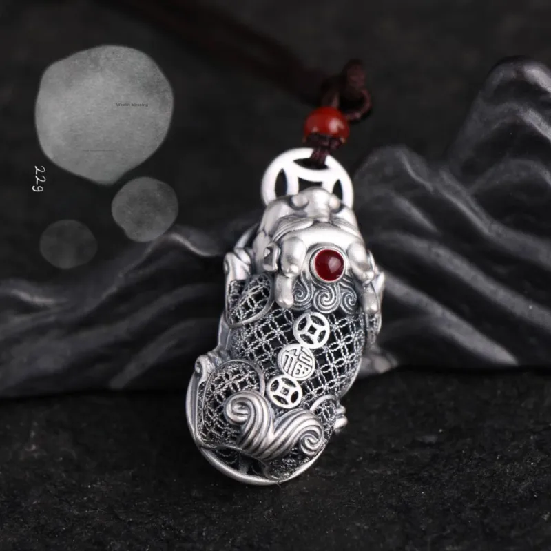 Silver Arashi Sterling Silver Pendant 999 Fine Silver Unisex-2