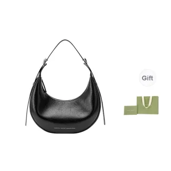 VANESSA HOGAN Vh Classic Series Cow Leather Crescent Bag Shoulder Bag Crossbody Bag Large Size Women's Black
