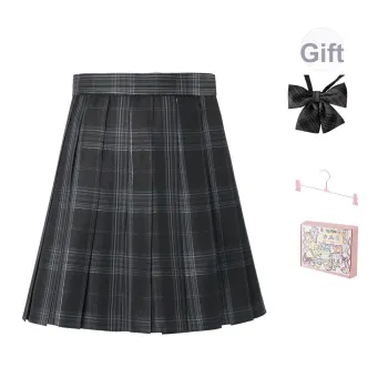 RIMUXINGHE Uniforms Women's [Star Island 43cm]Plaid Skirt+Bow Tie