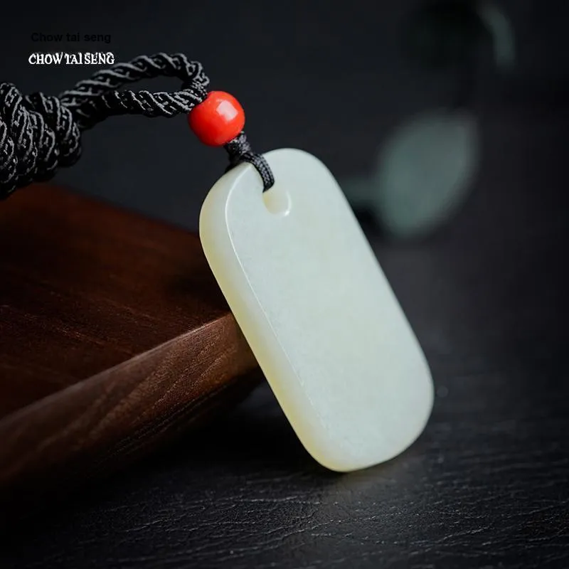 CHOW TAI SENG Hetian Jade Necklace Pendant White Jade/Pale Greenish White Jade Unisex-2