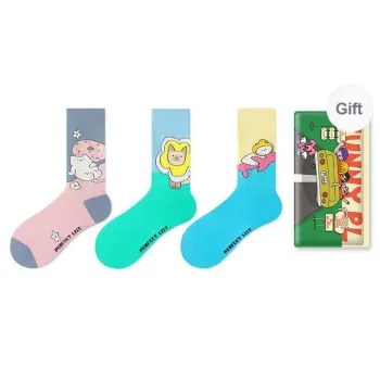PL Mid Calf Socks Unisex Shopping Bag 3 Pack Mixed Color