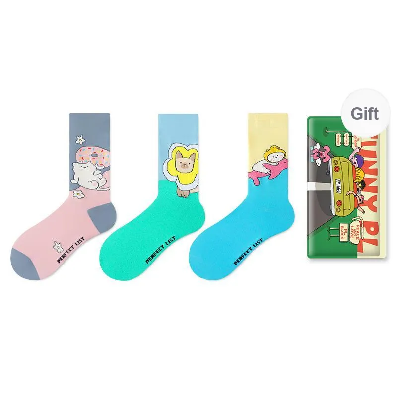 PL Mid Calf Socks Unisex Shopping Bag 3 Pack Mixed Color-0