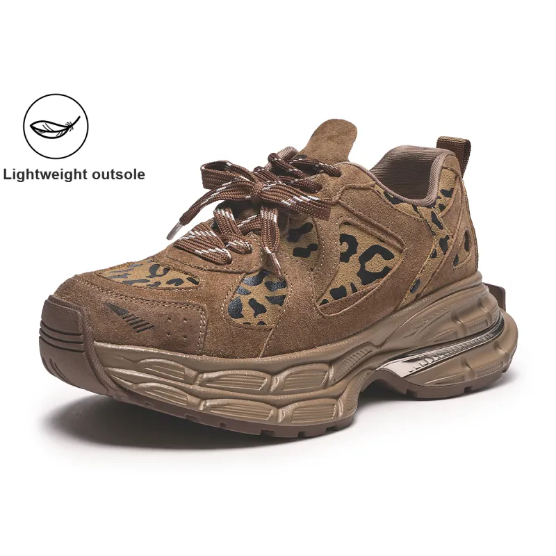 Hotwind Vintage Leopard Series Abrasion-Resistant Slip-Resistant Chunky Sneakers Women's-4
