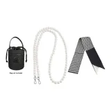 110cm Crossbody Pearl Chain+Houndstooth Silk Scarf