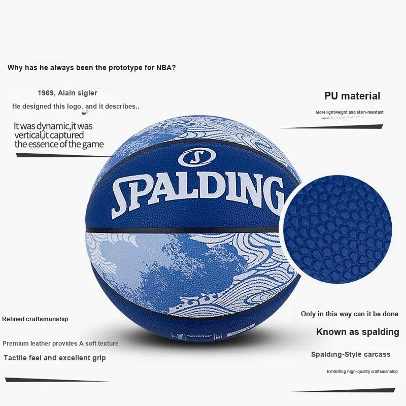 SPALDING Nature Series PU Basketball Blue Size 7 Training Unisex-7