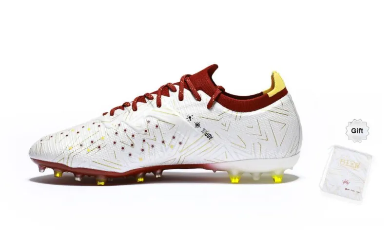 KELME Speed Electric 3.0 MG Rubber Short Studs Anti Slip Wear Resistant Soccer Shoes Unisex White Gold-0