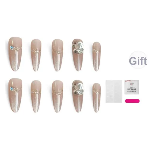 JIABITU Позолоченный Большой Ромб Сенсорный Ненадежда Искусственный Ногтик Длинный Заостренный Цвет Jump Смужка Флип 17мм