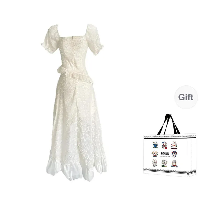 BDGU Short Sleeved Dress Women's White-1