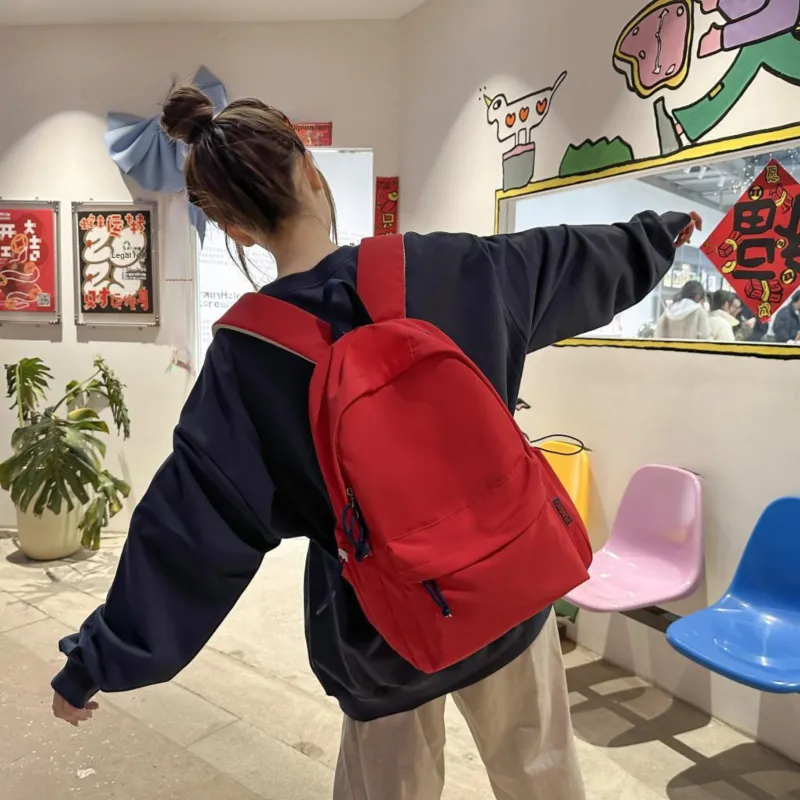 Single Warehouse Nylon Backpack Unisex White/Black/Blue/Red/Yellow-23