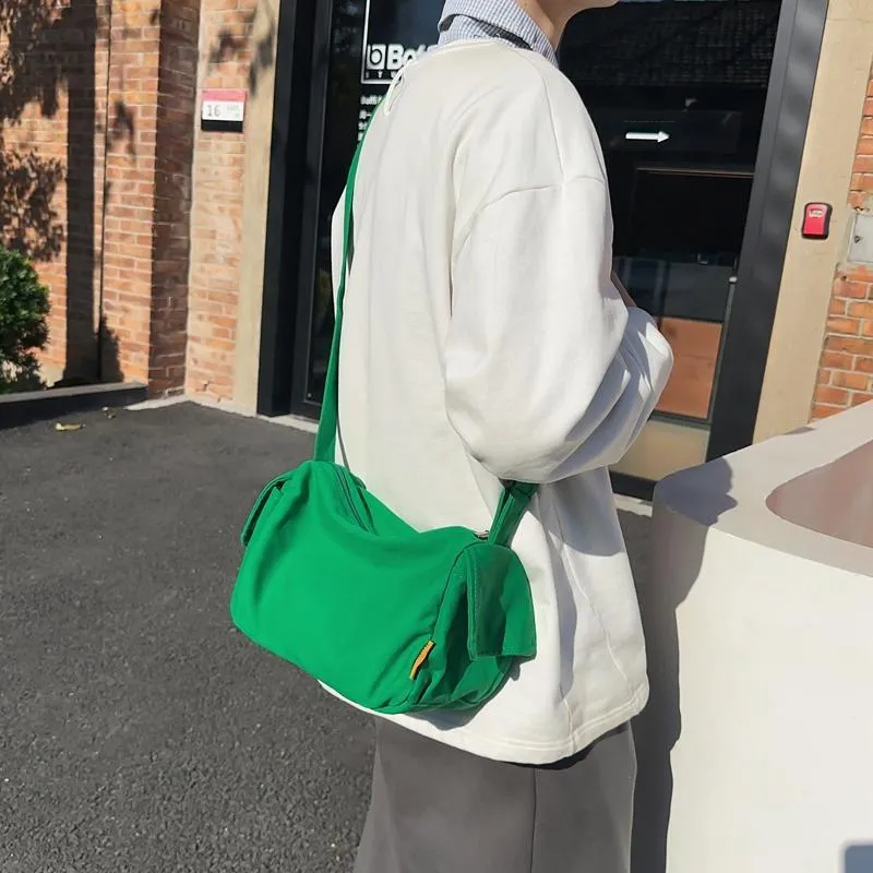 Deli Bear Canvas Class Bag Crossbody Bag Shoulder Bag Regular Unisex Green/Ecru/Orange/Black-5
