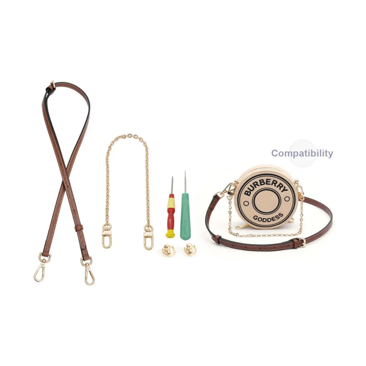 Lan Bao Fan Microfiber Metal Chain Bag Accessories Unisex Brown/Black