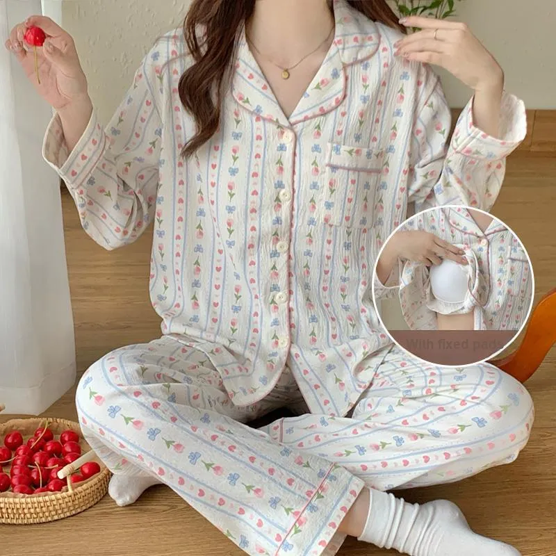 CAIHENGTONG Pajama Set Women's Heart Floral-4