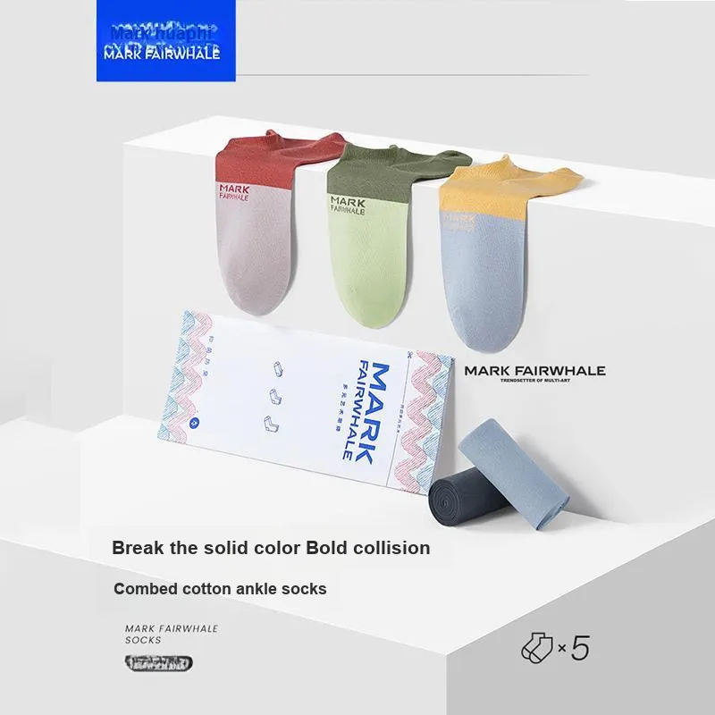 FAIRWHALE Ankle Socks Men's 5 Pairs Shopping Bags-10