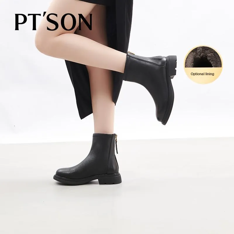PT'SON Ankle Boots Women's Black/Apricot-16