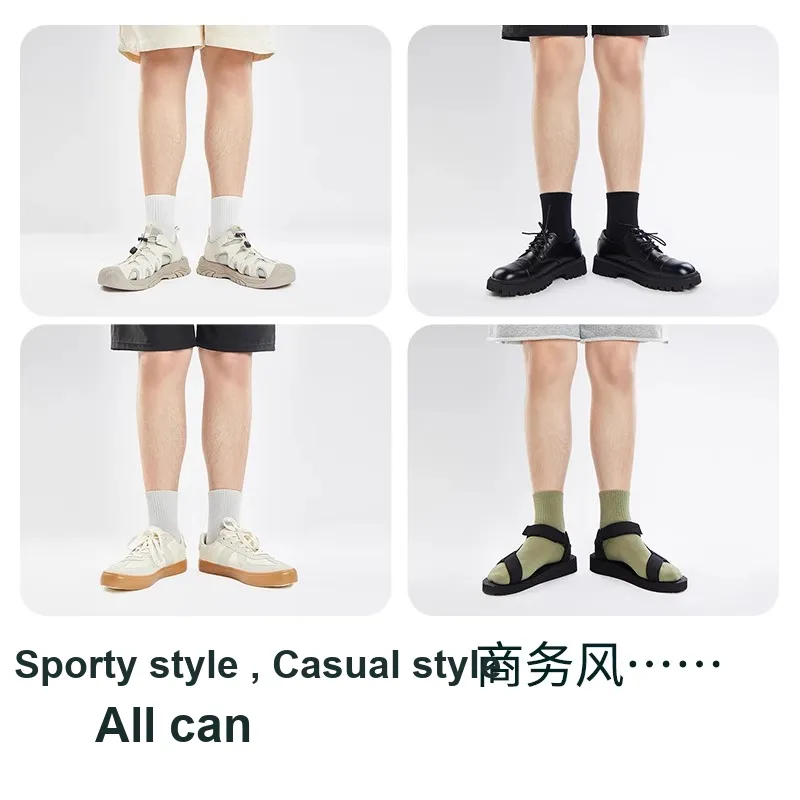 LUCKMEEY Mid Calf Socks Men's 5 Pack-3