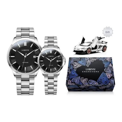 LOBINNI L Парные часы кварцевый механизм ремешок из нержавеющей стали унисекс белый циферблат