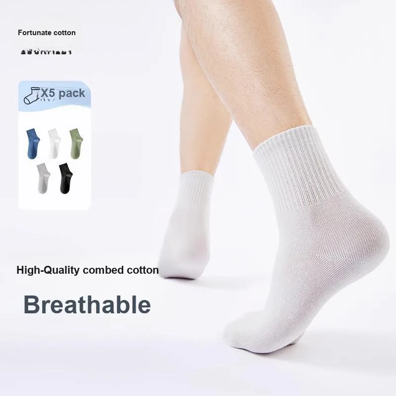 LUCKMEEY Mid Calf Socks Men's 5 Pack-1