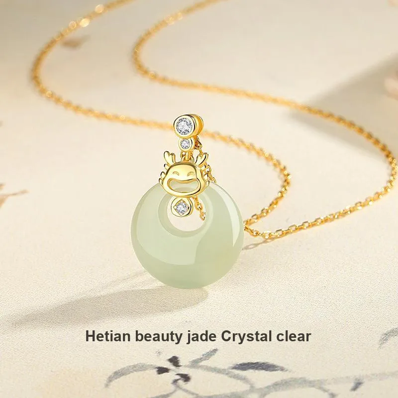 Andaozi Hetian Jade Necklaces Green Jade Women's-2