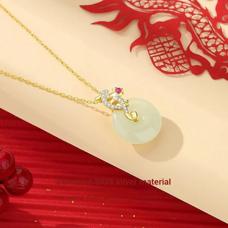 Andaozi Hetian Jade Necklaces Pale Greenish White Jade Women's-3
