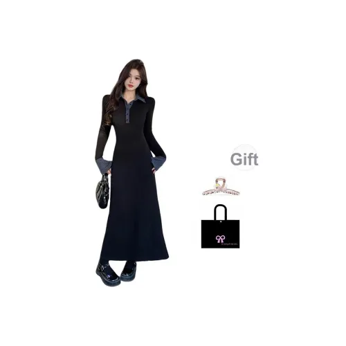 Aimilian Длинное платье с длинными рукавами женское