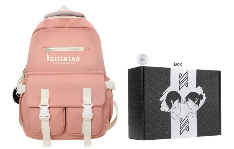 NOMK Nylon Fabric Backpack Regular Women's Pink/Khaki/Green/White/Black-11