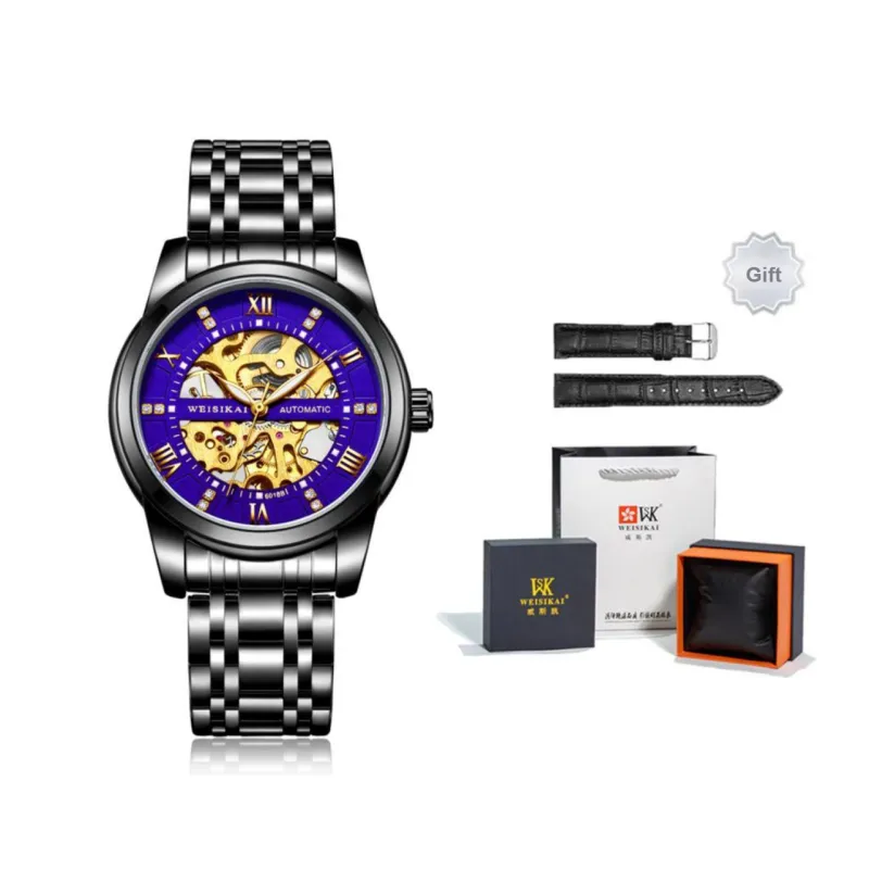 WSK Mechanical Movement Stainless Steel Watchband Men's Watches White Dial-8