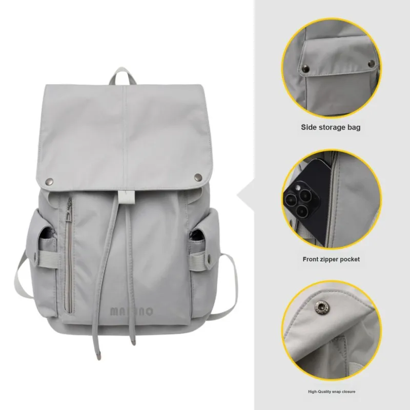 MAKINO Fabric Backpack Unisex Black/Gray/Coffee-9
