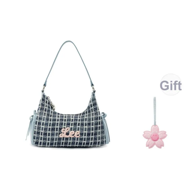 Lee Fabric Shoulder Bag Women's Dark Blue White Plaid-0