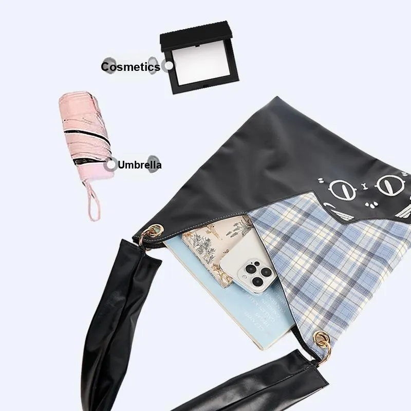 The British Museum Fabric Shoulder Bag Regular Unisex Black/Blue-8