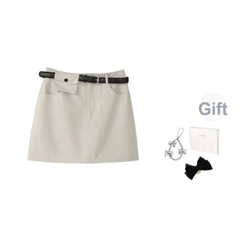 Fstudio Летний Корейский стиль Винтаж Утягивающий А-силуэта 100% хлопок Повседневная Короткая Юбка Женская