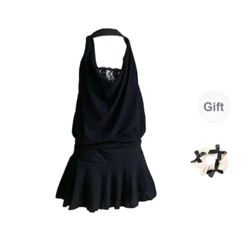 CPAURA Slip Dresses Women's Black+Bowknot Hair Tie Comes With