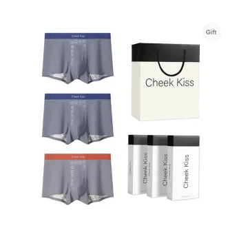 Cheekkiss Underwear Gift Box Men's Seamless Mulberry Silk Boxer Shorts 3 Pack