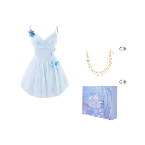 Blovelan Slip Платье Женское Весеннее Синяя Пряжа