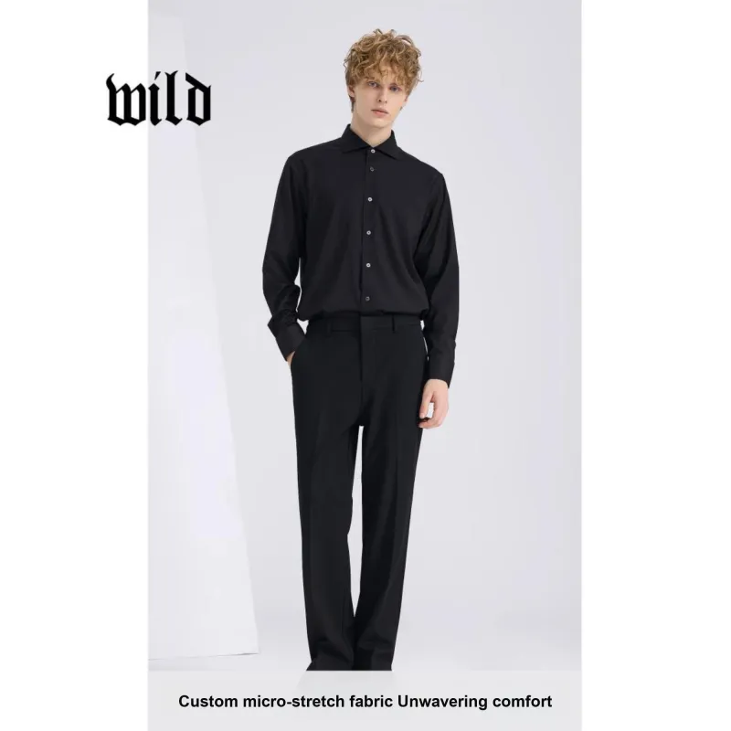 WILD LEADER Suit Trousers Men Black Split Style[XKW4238V08]-3