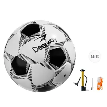 DEERWAY Size 5 Soccer PVC Machine Stitched Soccer Ball Unisex Black