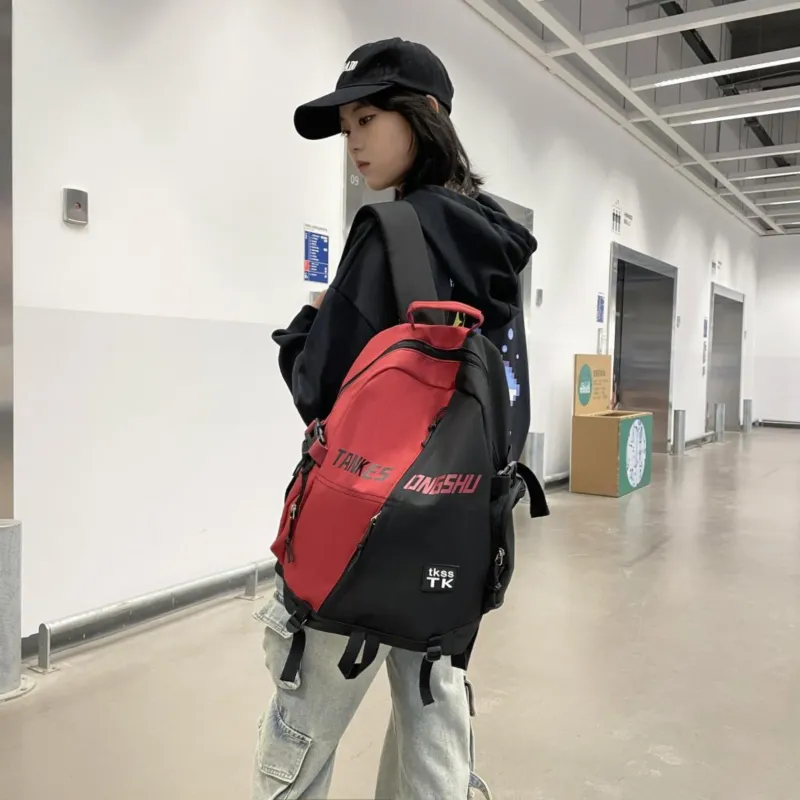 URBAN FOREST Nylon Backpack Unisex White/Red/Green/Blue-11