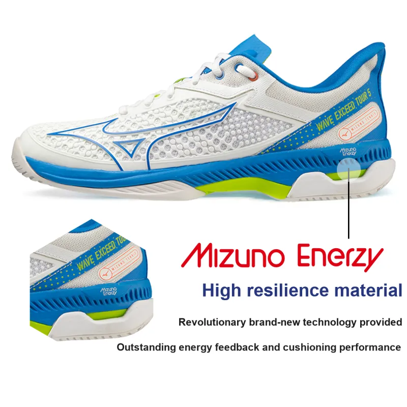 Mizuno Wave Exceed Tour 5 Cushioning, Wear Resistant Low Top Tennis Shoes Men's White-7
