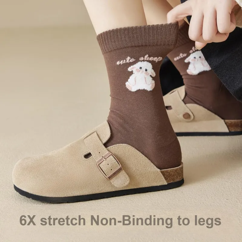 Temooues Mid Calf Socks Women's Combo Set-4