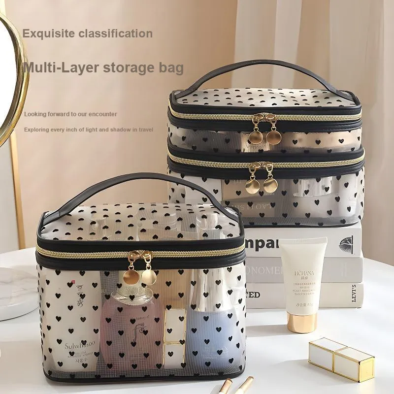 Future Maple Flock Heart Gauze Business Travel Storage Bag Makeup Bags Multifunctional Usage Modern Minimalist Style-2