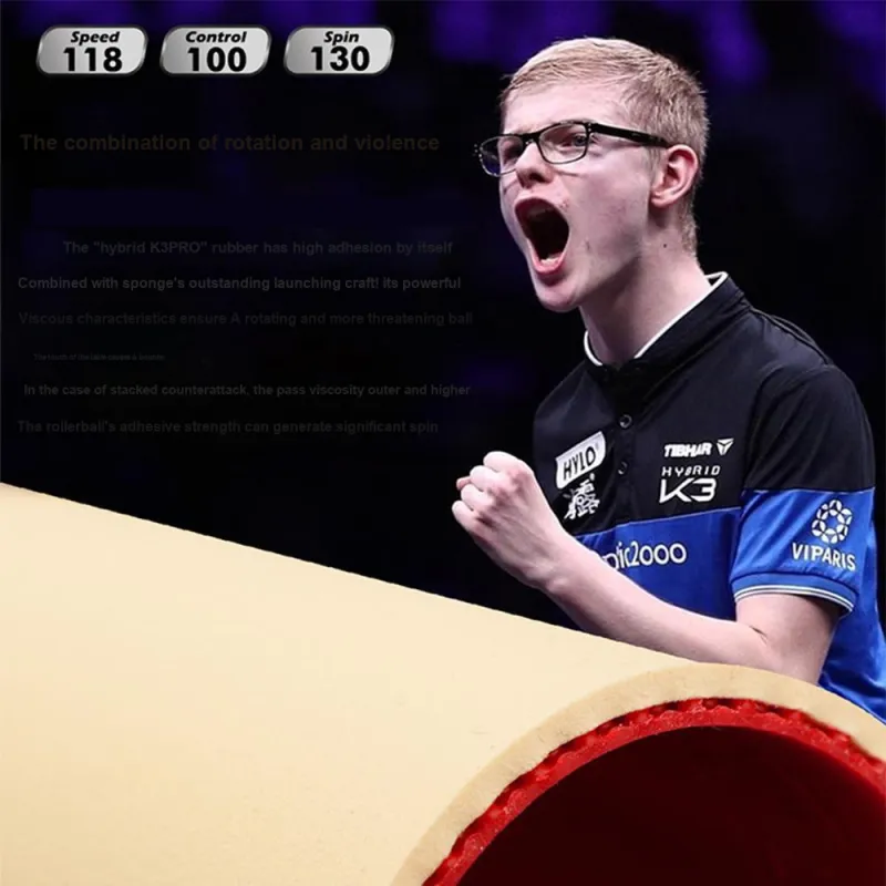 TIBHAR Hybrid K3 Table Tennis Rubber Sponge Inverted Rubber Quick Attack Compatibility Advanced Model, Adults Red-3