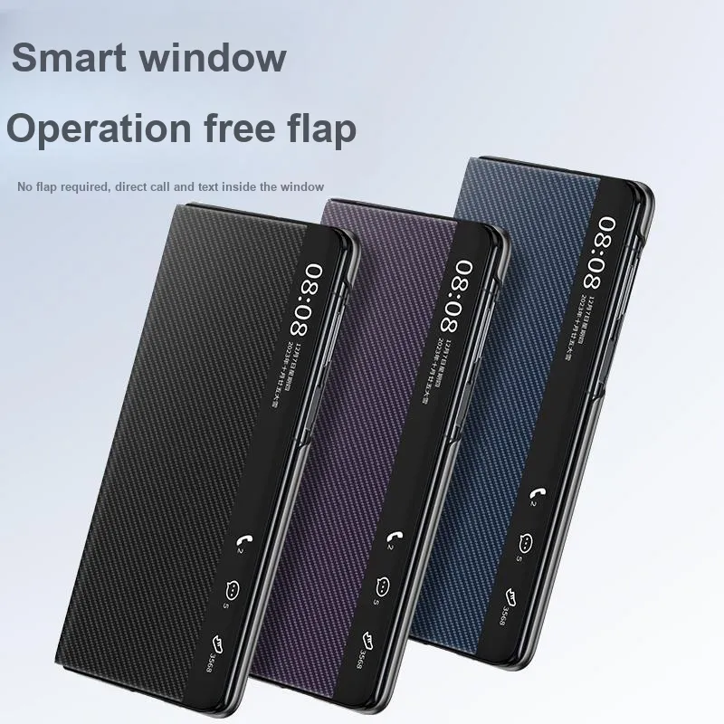 Mivana Carbon Fiber Material Magnetic Flap Phone Cases For Huawei MateX5 Business Formal-1