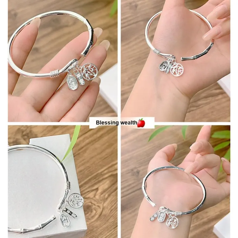 HAOYINFANG S999 Fine Silver Sterling Silver Bracelets Women's-2