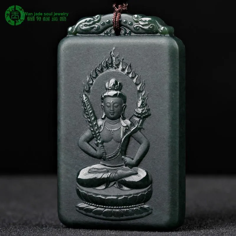 WANYUHUN Hetian Jade Pendants Green Jade Unisex-9