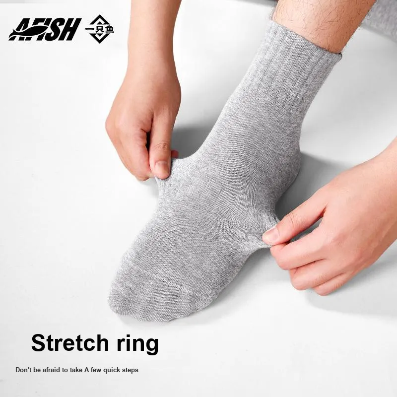 AFISH Mid Calf Socks Men's Shopping Bag 5 Pack-7
